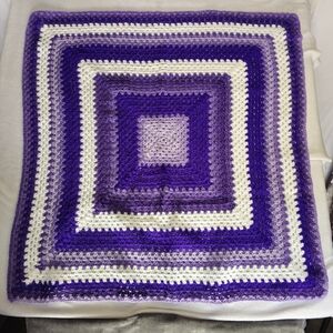 Grandma Square Crochet Throw Blanket hand made about 38x38